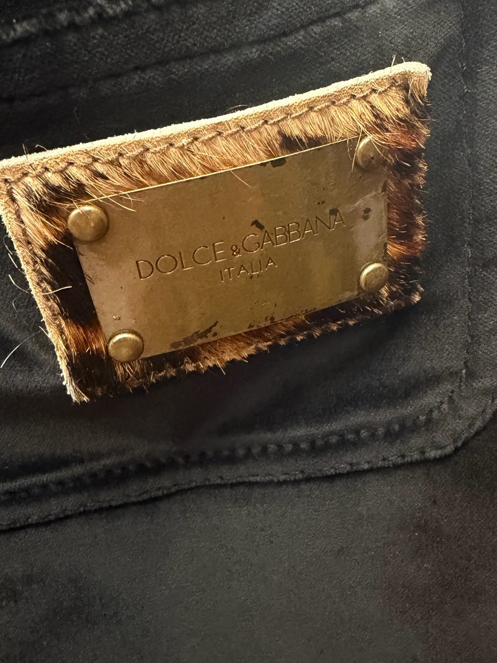 Dolce & Gabbana Black Suede Bag with Brass Plaque - Picture 3 of 5